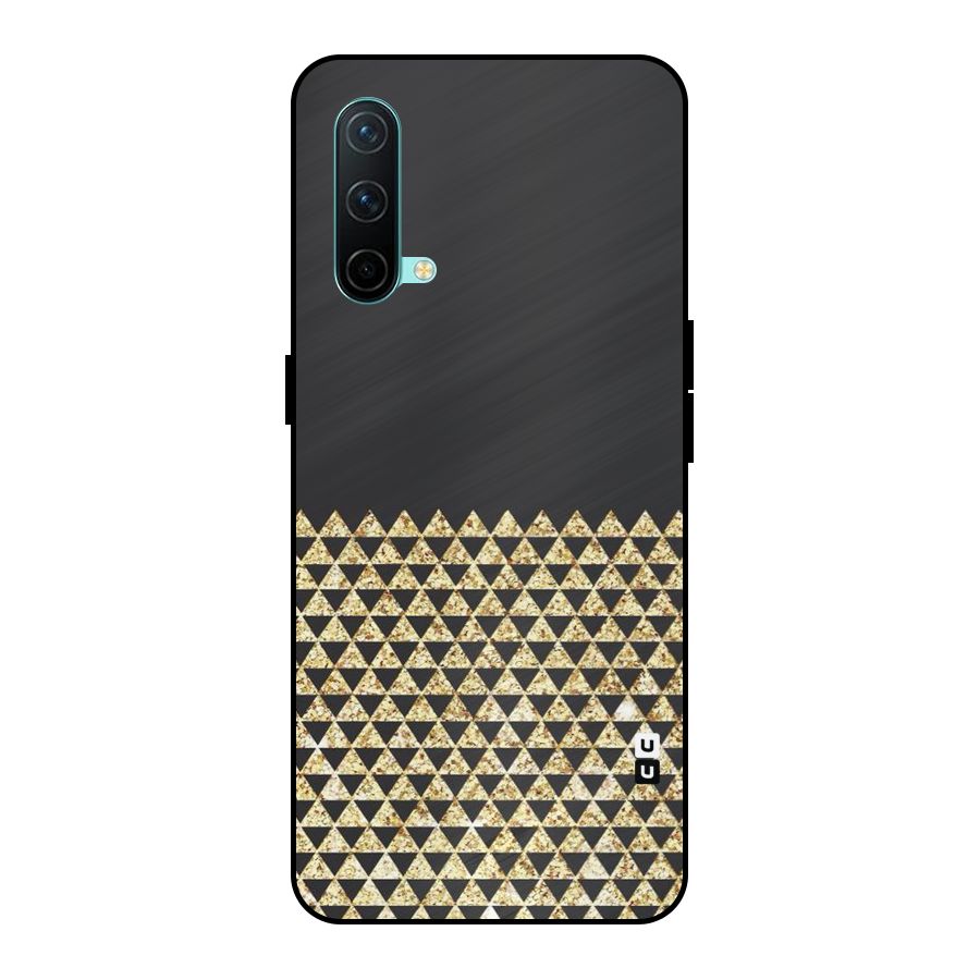 Dark Grey Golden Triangles Metal Back Case for OnePlus Nord CE 5G