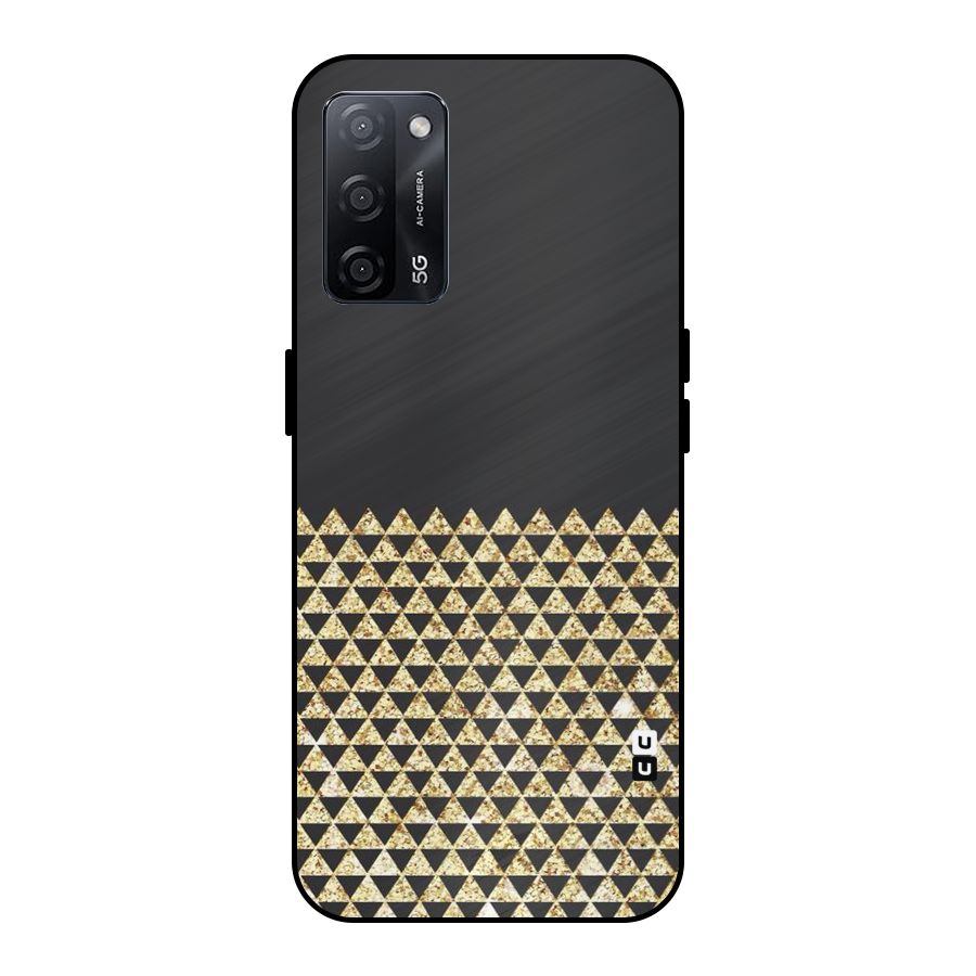 Dark Grey Golden Triangles Metal Back Case for Oppo A53s 5G