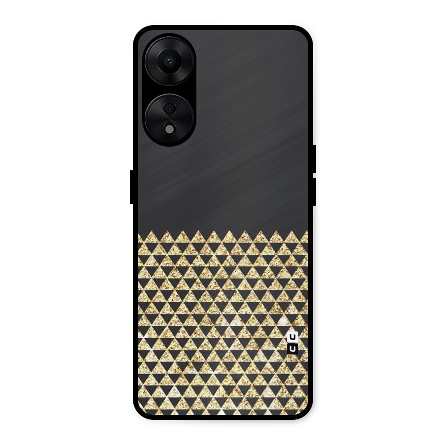 Dark Grey Golden Triangles Metal Back Case for Oppo A78 5G