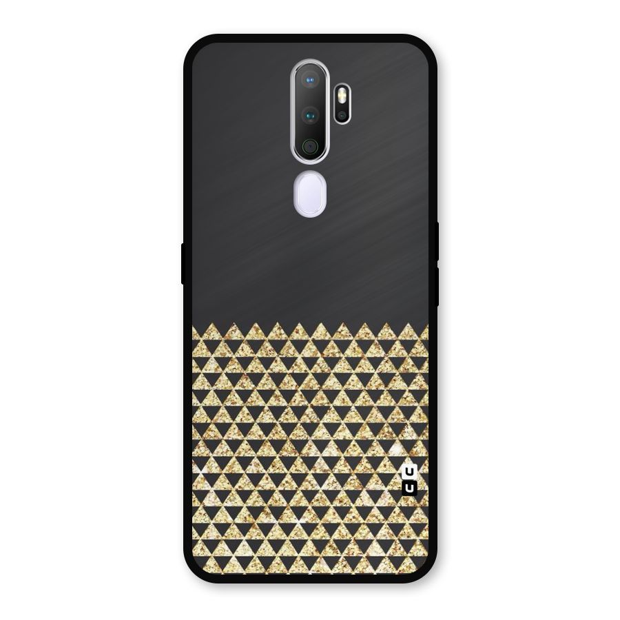 Dark Grey Golden Triangles Metal Back Case for Oppo A9 (2020)