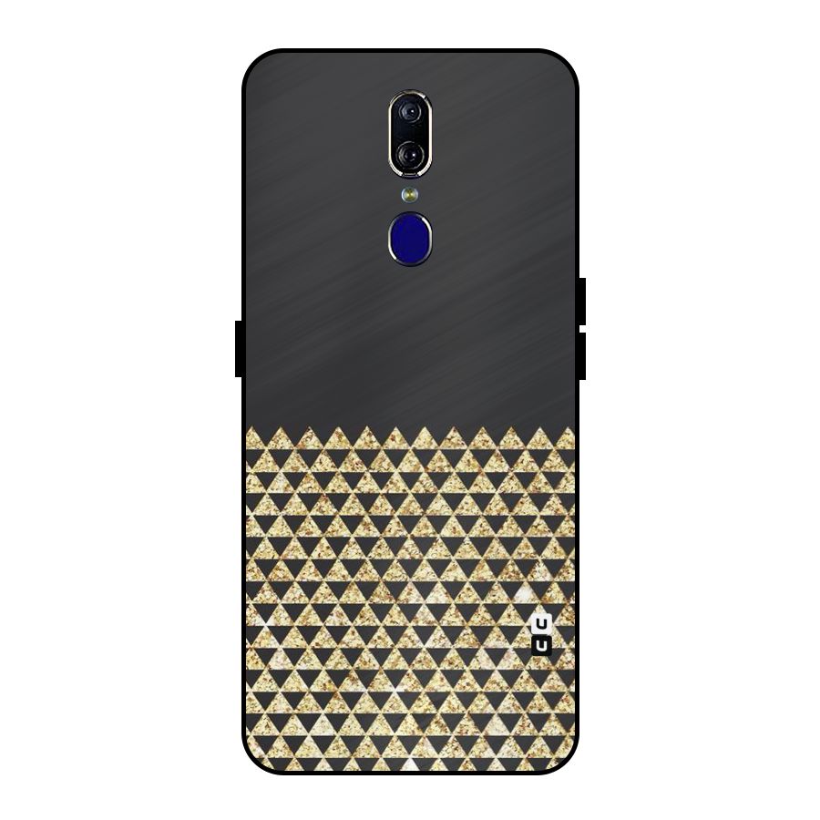 Dark Grey Golden Triangles Metal Back Case for Oppo F11