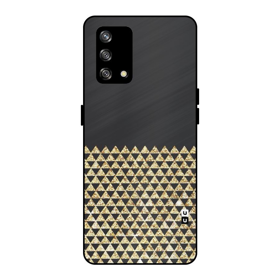 Dark Grey Golden Triangles Metal Back Case for Oppo F19