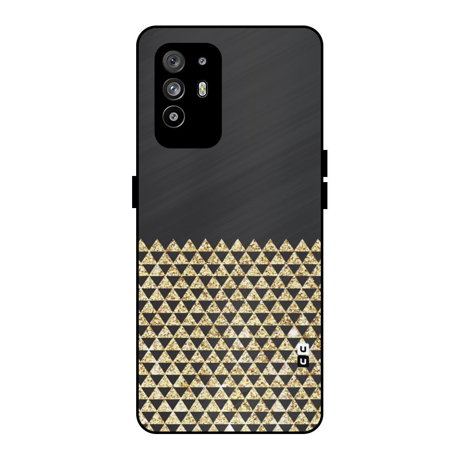 Dark Grey Golden Triangles Metal Back Case for Oppo F19 Pro Plus 5G