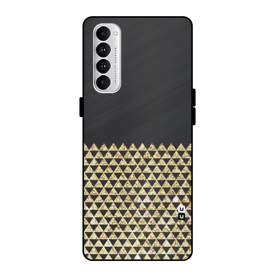 Dark Grey Golden Triangles Metal Back Case for Oppo Reno4 Pro
