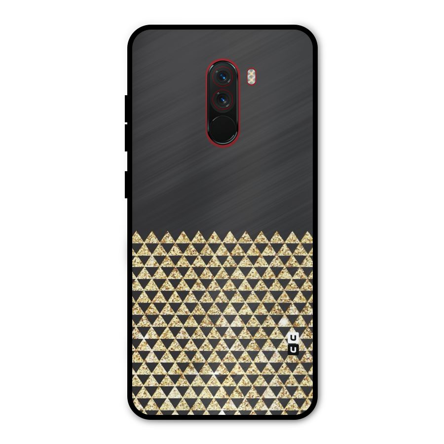Dark Grey Golden Triangles Metal Back Case for Poco F1