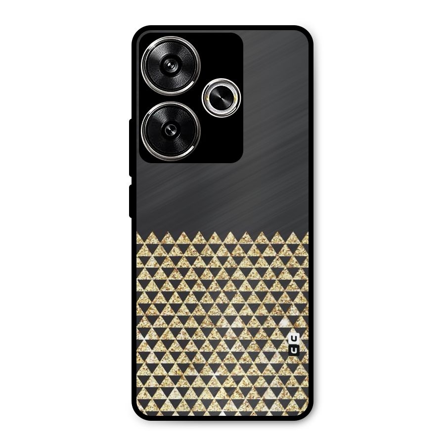 Dark Grey Golden Triangles Metal Back Case for Poco F6