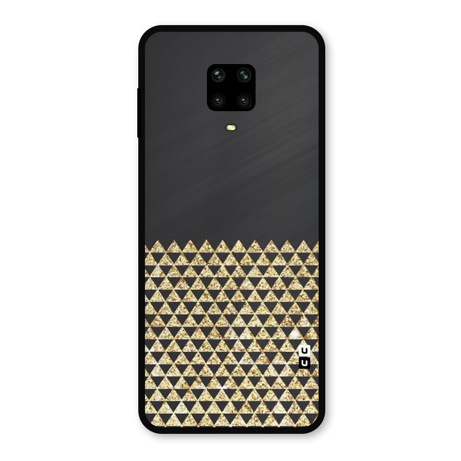 Dark Grey Golden Triangles Metal Back Case for Poco M2 Pro