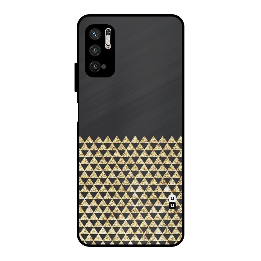 Dark Grey Golden Triangles Metal Back Case for Poco M3 Pro 5G
