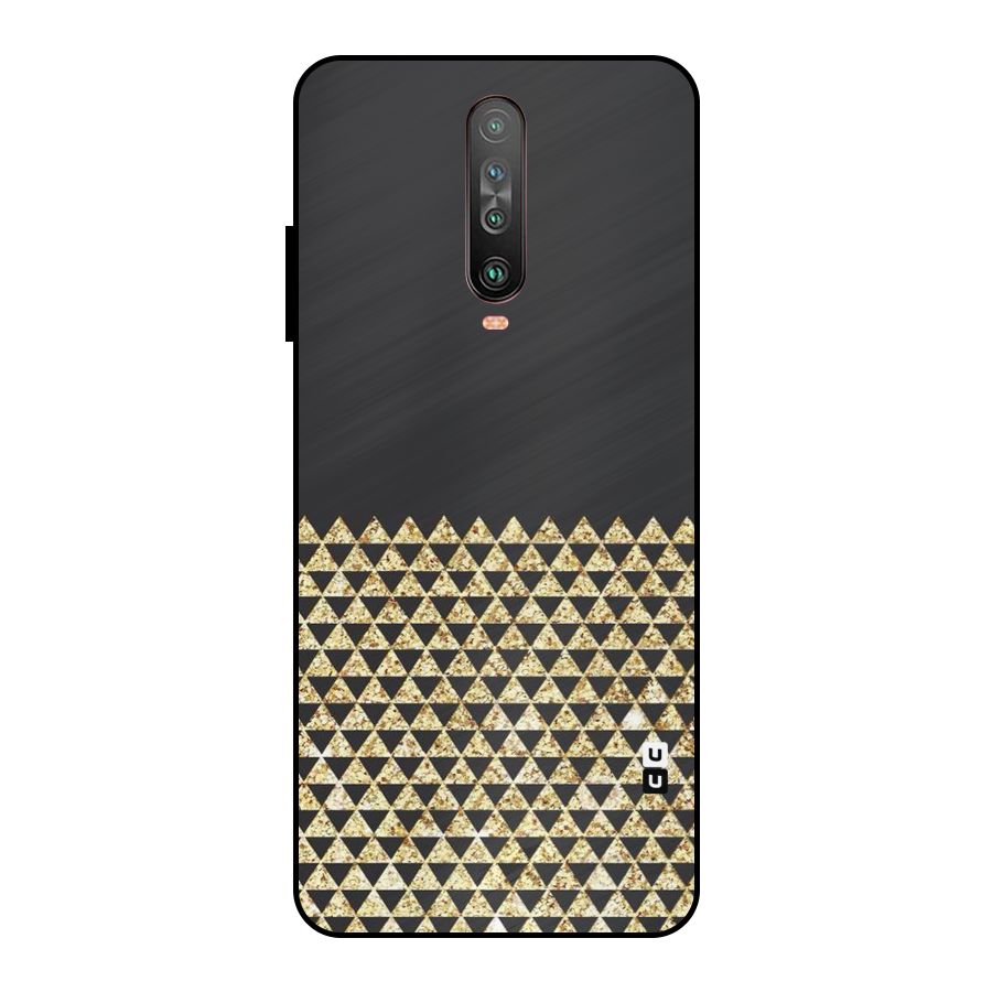 Dark Grey Golden Triangles Metal Back Case for Poco X2