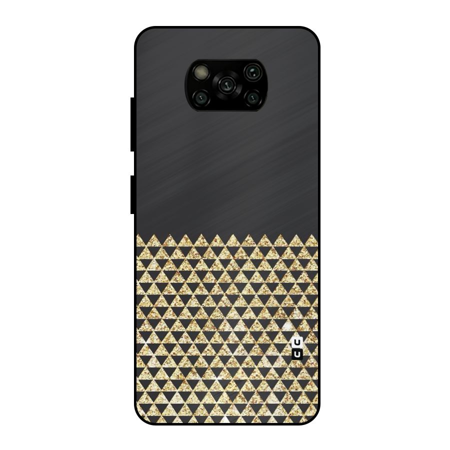 Dark Grey Golden Triangles Metal Back Case for Poco X3
