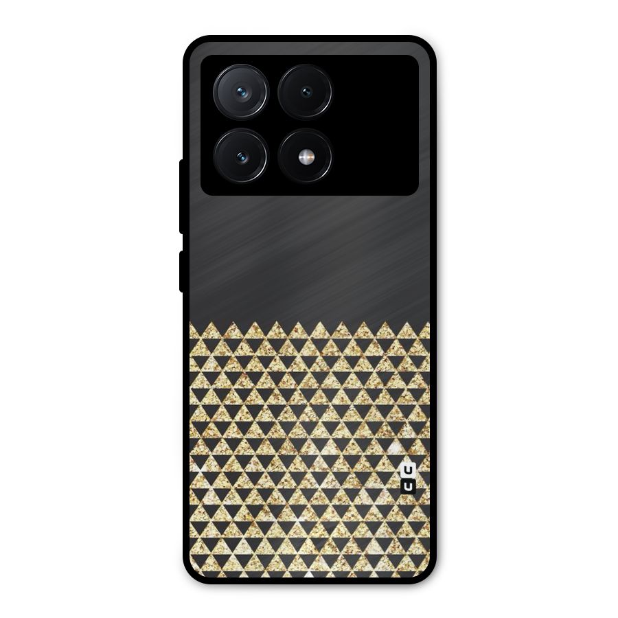 Dark Grey Golden Triangles Metal Back Case for Poco X6 Pro