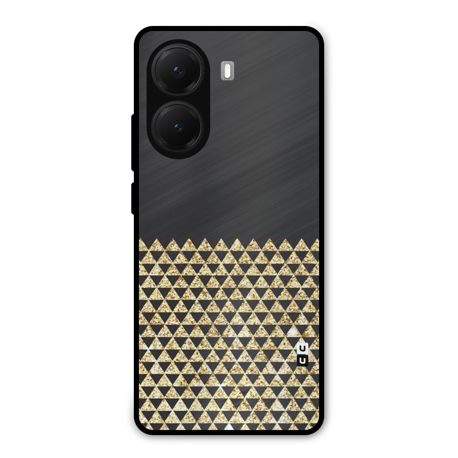 Dark Grey Golden Triangles Metal Back Case for Poco X7 Pro