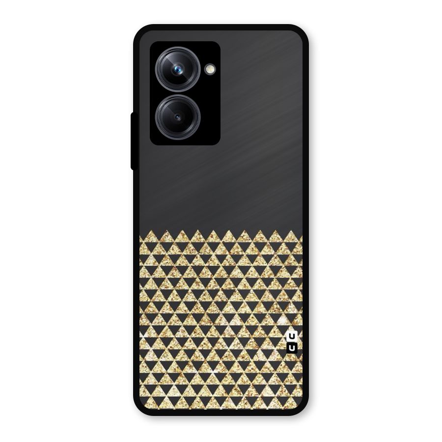 Dark Grey Golden Triangles Metal Back Case for Realme 10 Pro