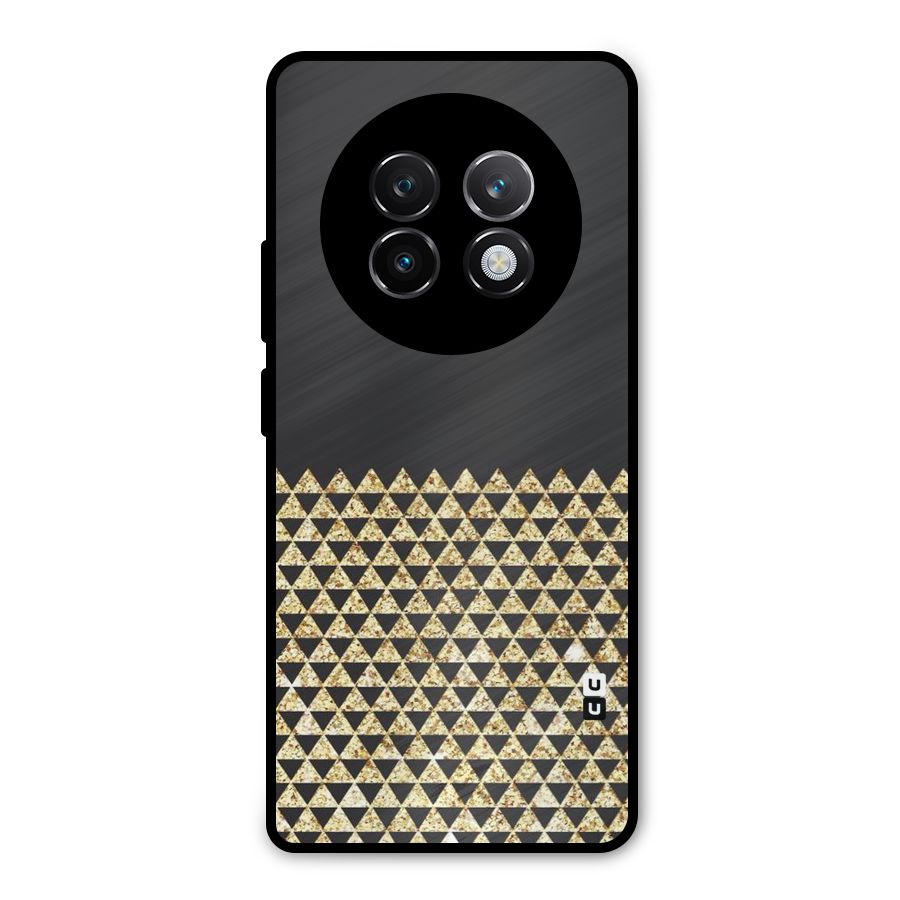 Dark Grey Golden Triangles Metal Back Case for Realme 13 Plus