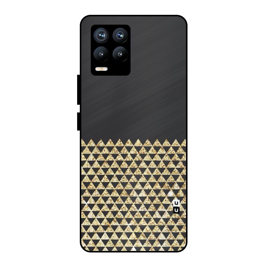 Dark Grey Golden Triangles Metal Back Case for Realme 8 Pro