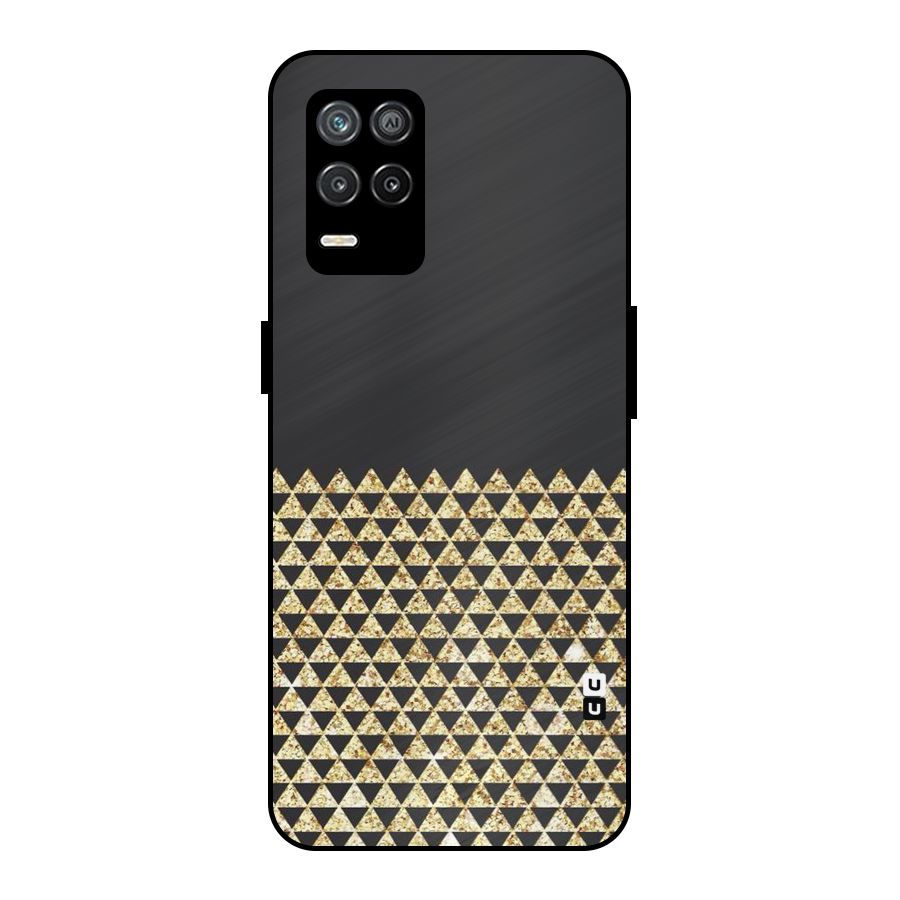 Dark Grey Golden Triangles Metal Back Case for Realme 8s 5G
