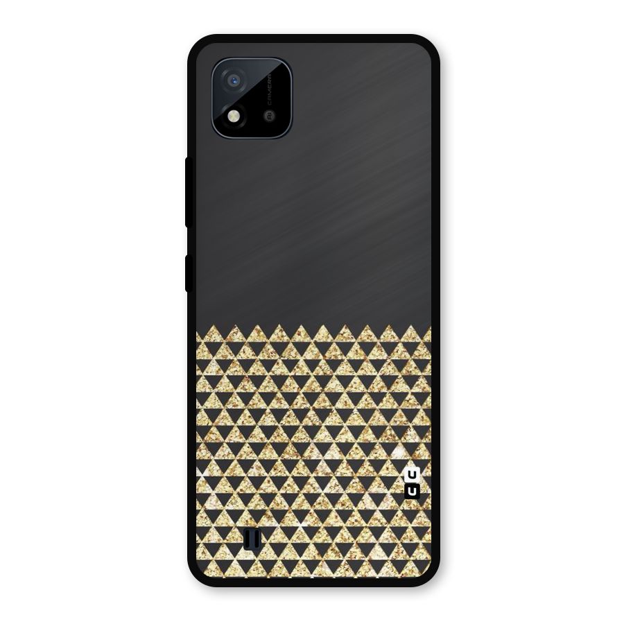 Dark Grey Golden Triangles Metal Back Case for Realme C11 2021