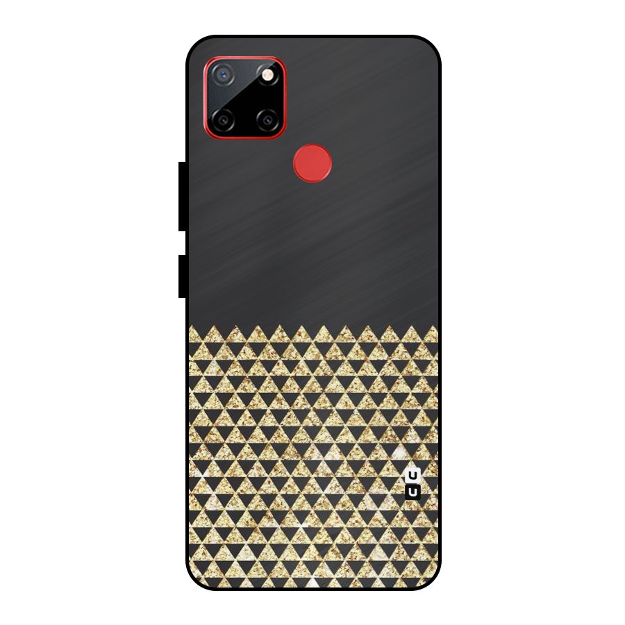 Dark Grey Golden Triangles Metal Back Case for Realme C12
