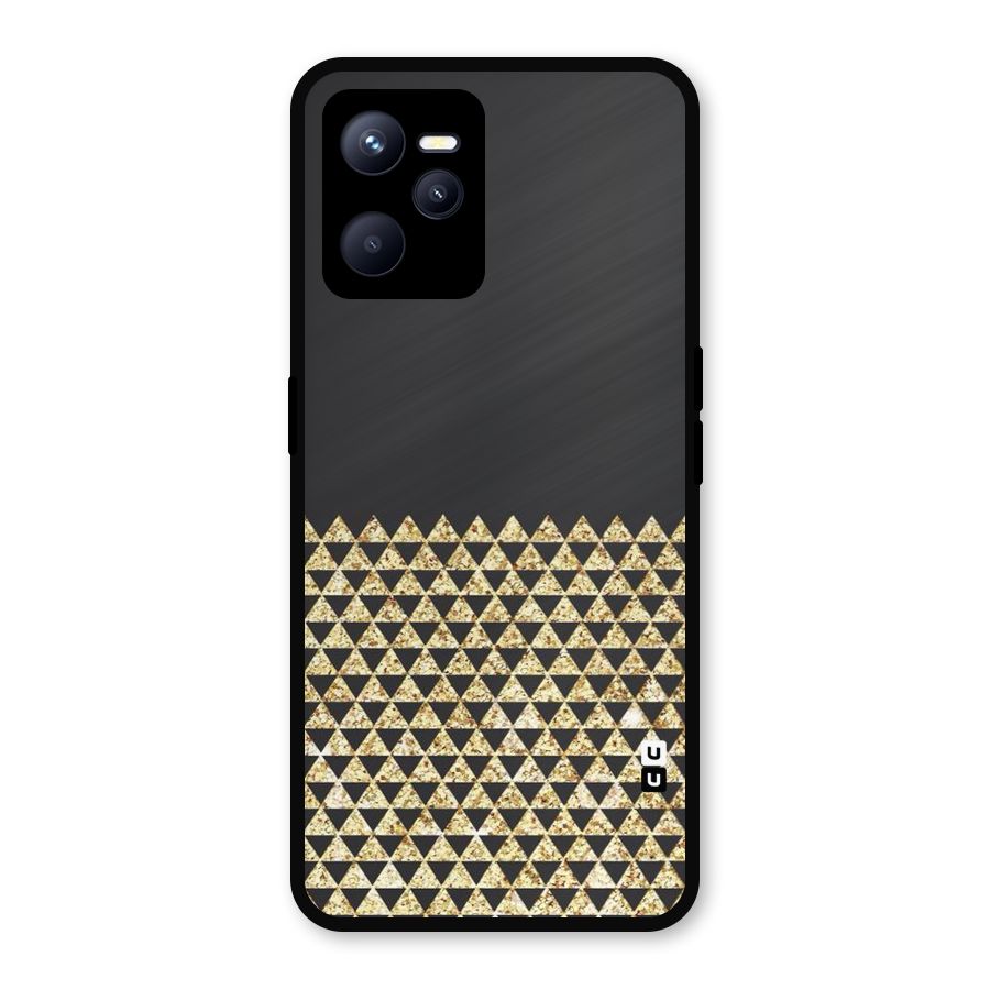 Dark Grey Golden Triangles Metal Back Case for Realme C35