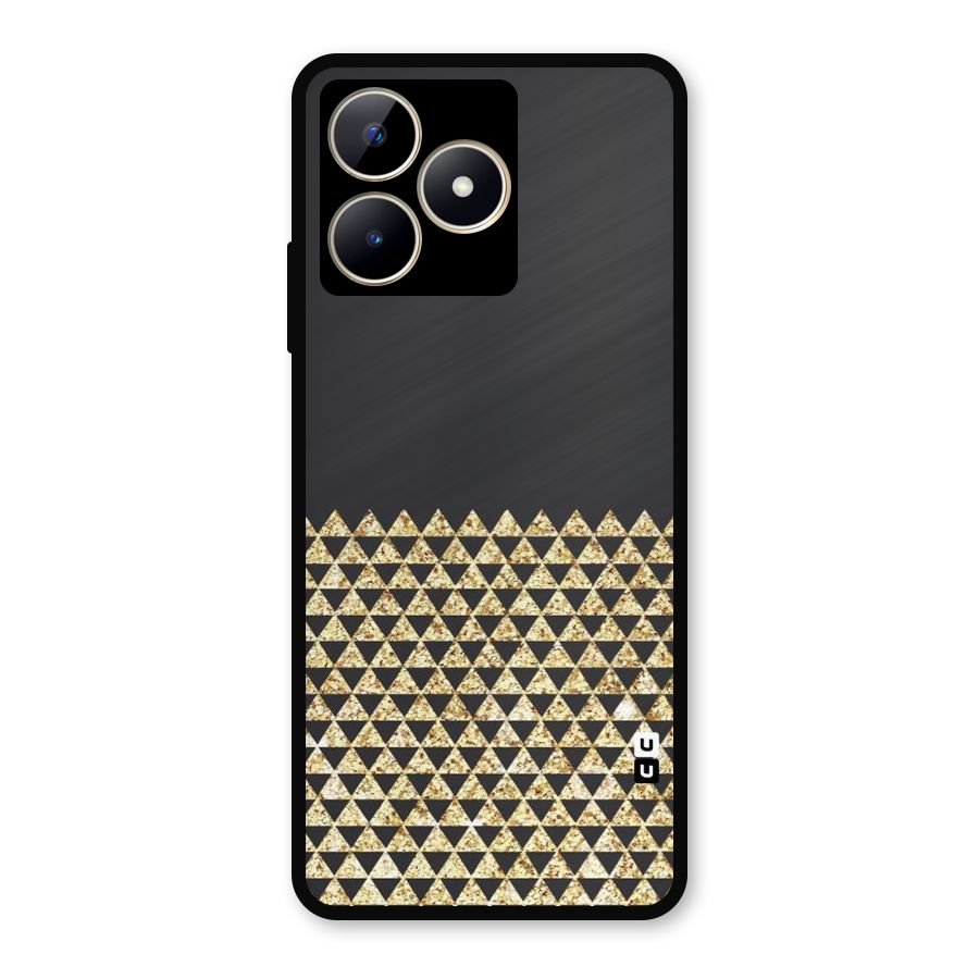 Dark Grey Golden Triangles Metal Back Case for Realme C53
