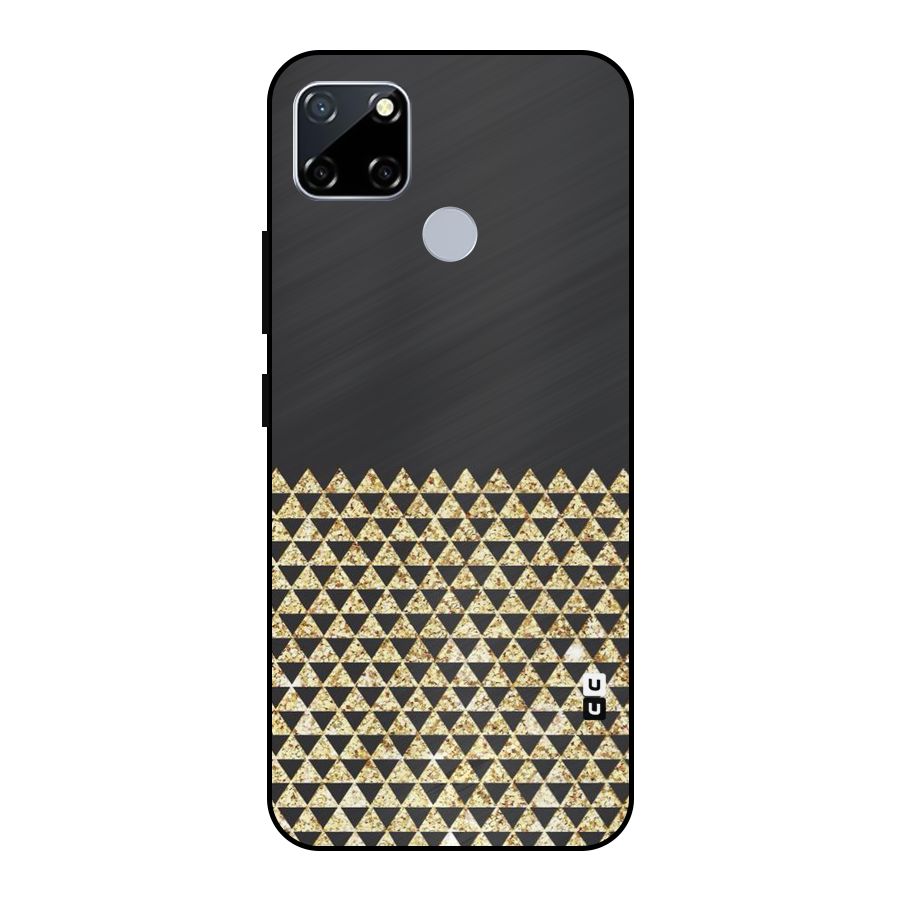 Dark Grey Golden Triangles Metal Back Case for Realme Narzo 20