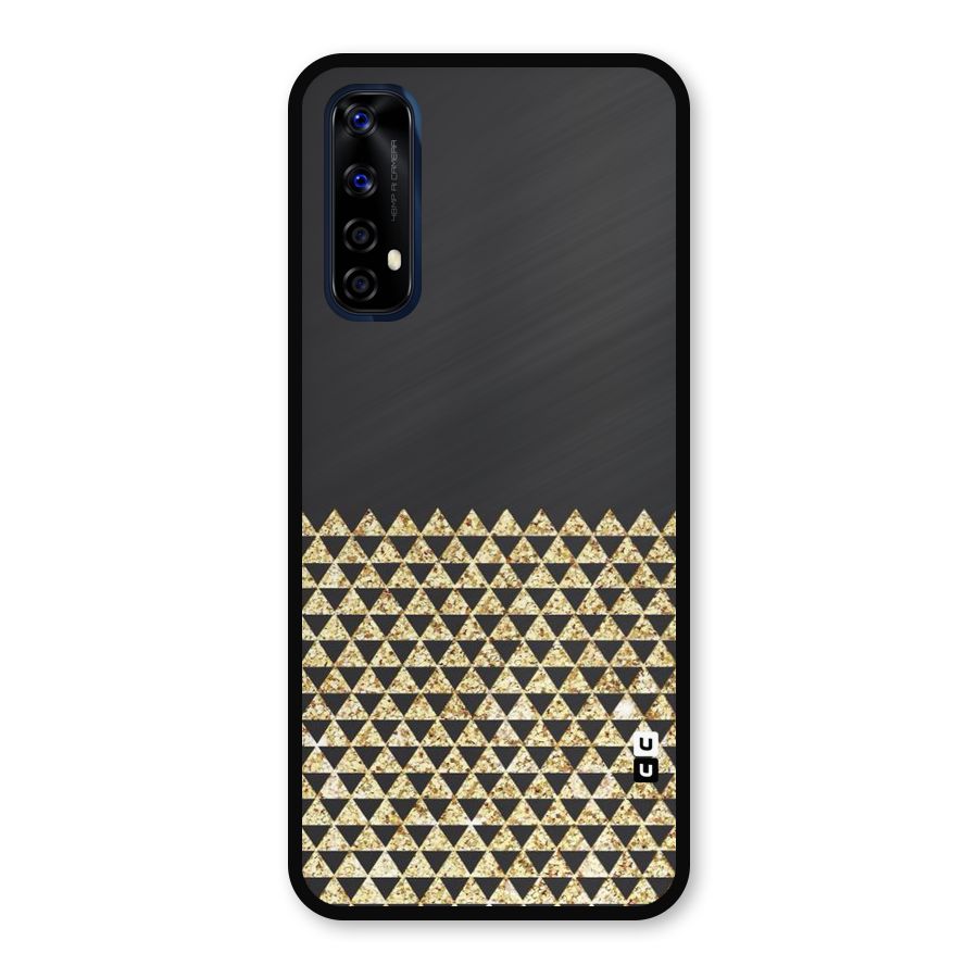 Dark Grey Golden Triangles Metal Back Case for Realme Narzo 20 Pro