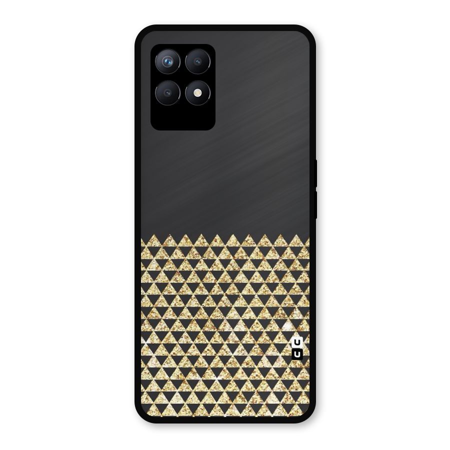 Dark Grey Golden Triangles Metal Back Case for Realme Narzo 50