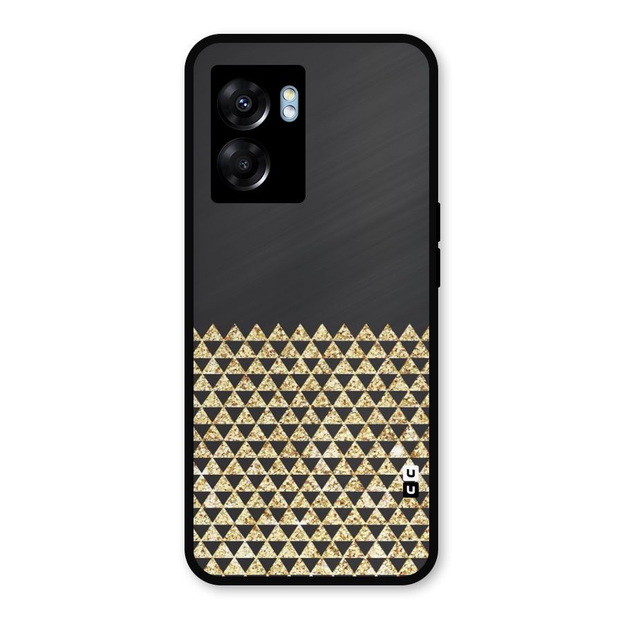Dark Grey Golden Triangles Metal Back Case for Realme Narzo 50 5G