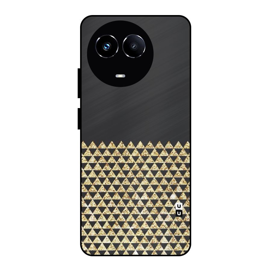 Dark Grey Golden Triangles Metal Back Case for Realme Narzo 60X