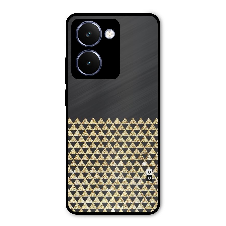 Dark Grey Golden Triangles Metal Back Case for Realme P3 Ultra