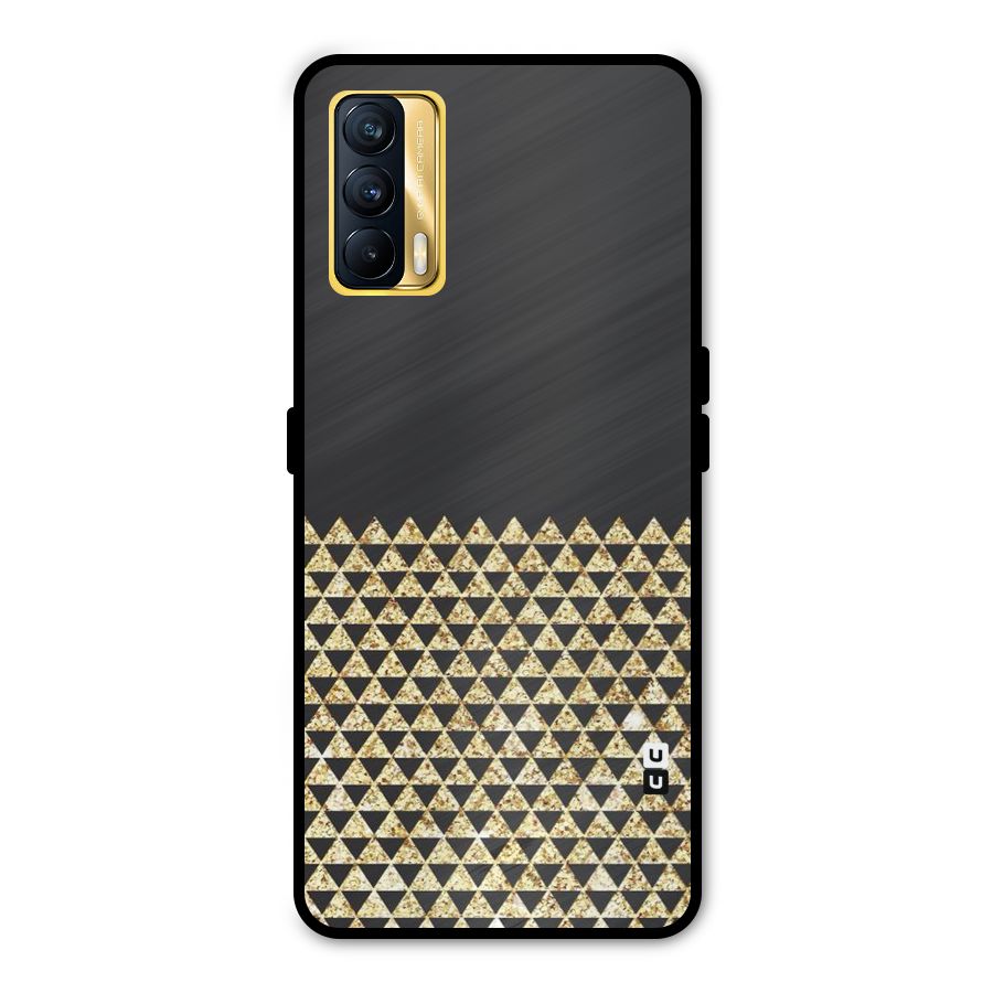 Dark Grey Golden Triangles Metal Back Case for Realme X7
