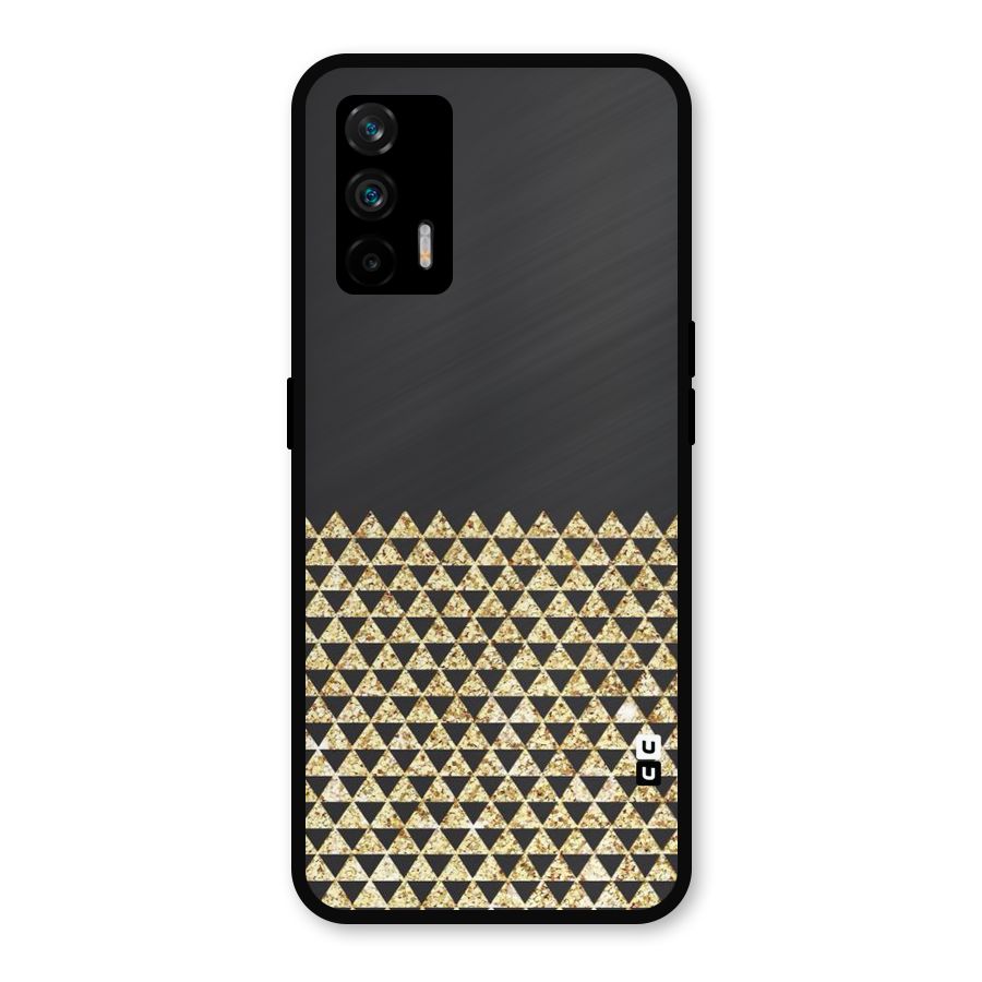 Dark Grey Golden Triangles Metal Back Case for Realme X7 Max