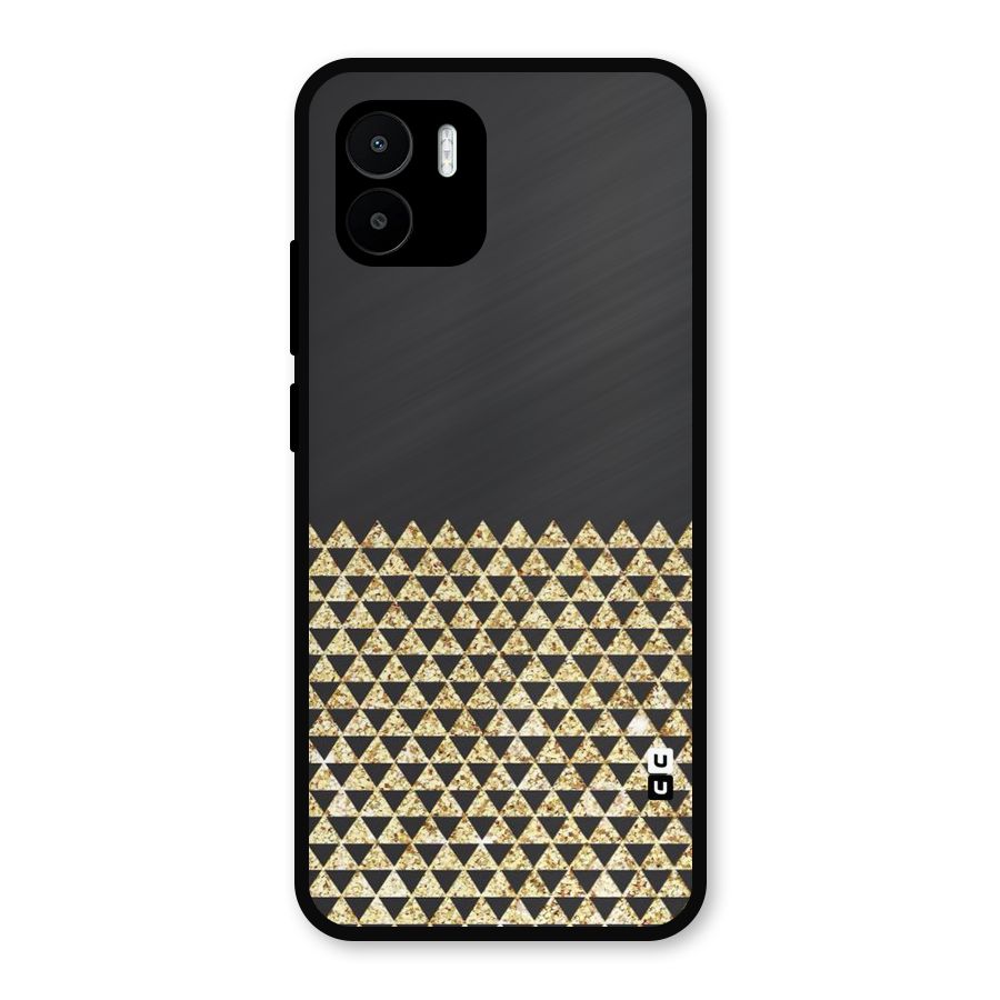 Dark Grey Golden Triangles Metal Back Case for Redmi A2