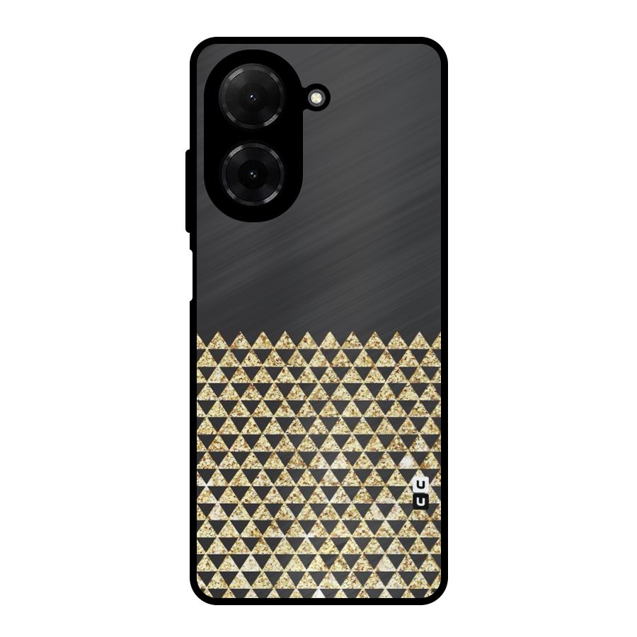 Dark Grey Golden Triangles Metal Back Case for Redmi A5 4G