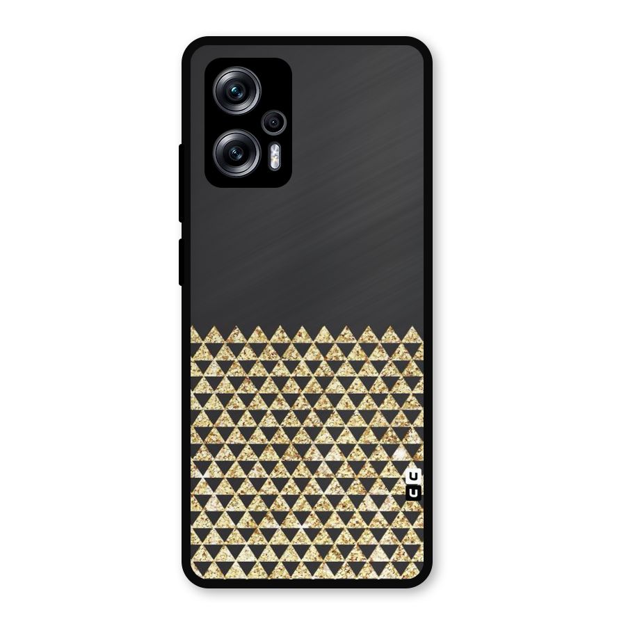 Dark Grey Golden Triangles Metal Back Case for Redmi K50i