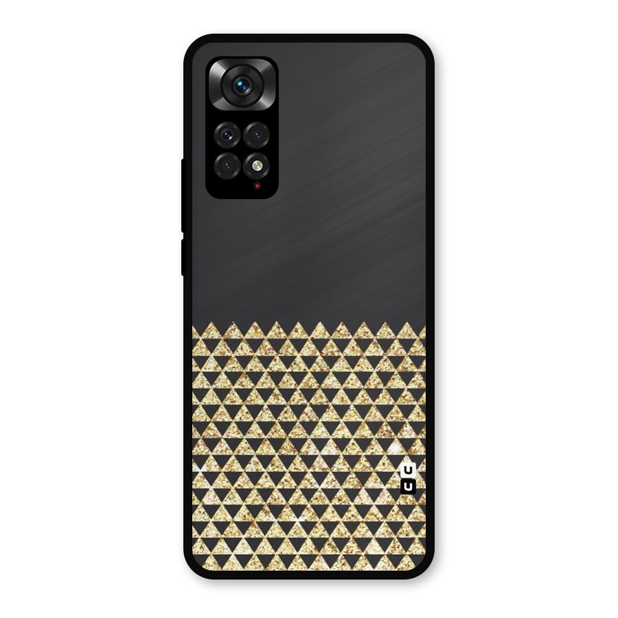 Dark Grey Golden Triangles Metal Back Case for Redmi Note 11s