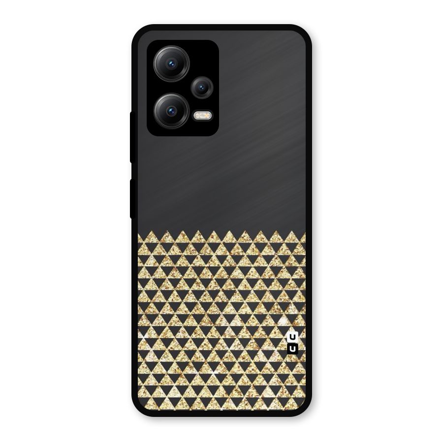 Dark Grey Golden Triangles Metal Back Case for Redmi Note 12 5G