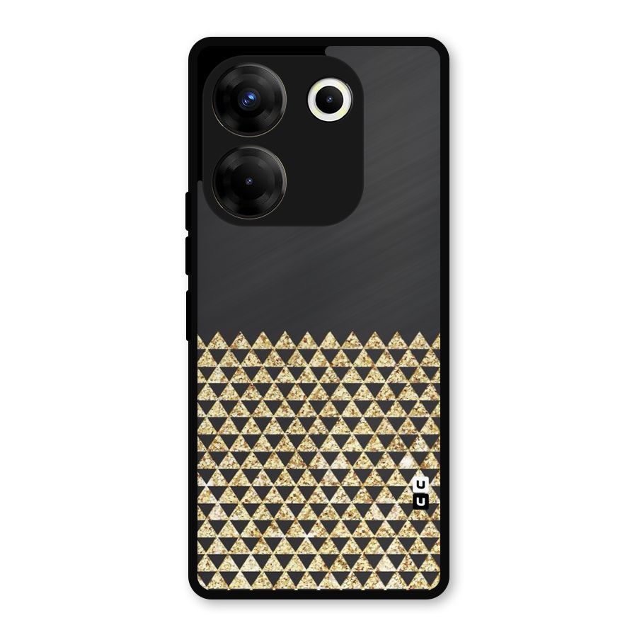 Dark Grey Golden Triangles Metal Back Case for Tecno Camon 20