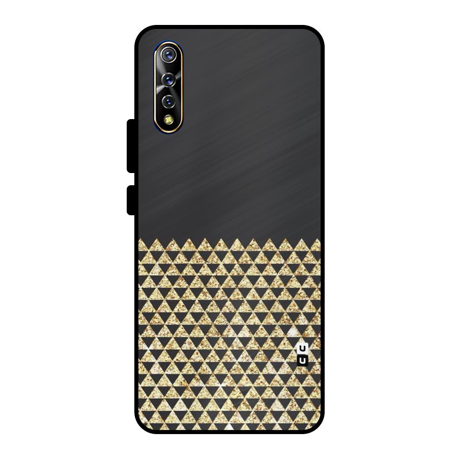 Dark Grey Golden Triangles Metal Back Case for Vivo S1