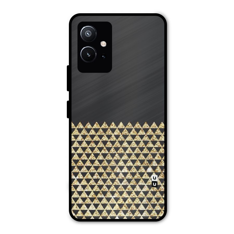 Dark Grey Golden Triangles Metal Back Case for Vivo T1 5G