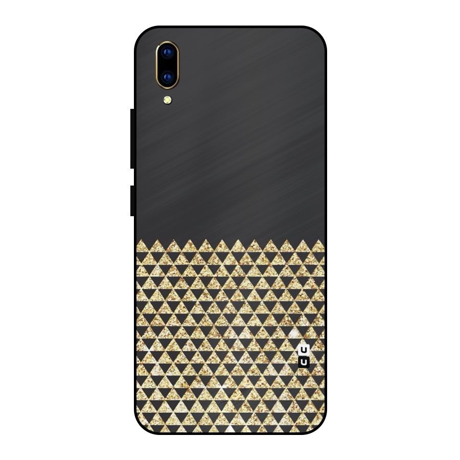 Dark Grey Golden Triangles Metal Back Case for Vivo V11 Pro
