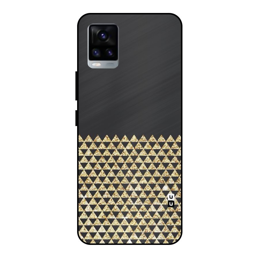 Dark Grey Golden Triangles Metal Back Case for Vivo V20