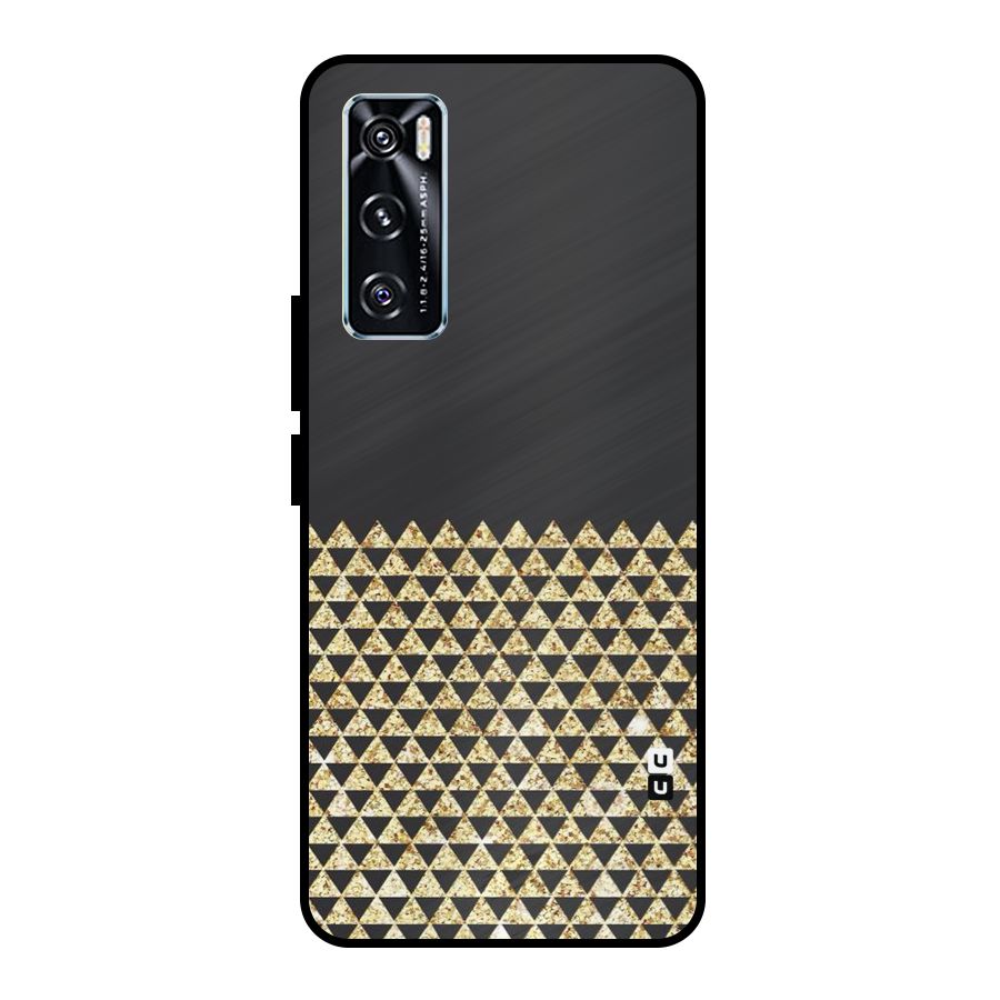 Dark Grey Golden Triangles Metal Back Case for Vivo V20 SE