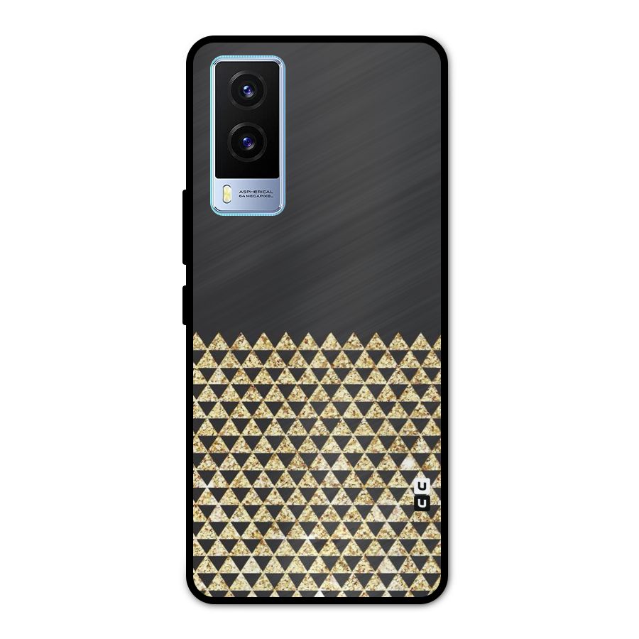 Dark Grey Golden Triangles Metal Back Case for Vivo V21e 5G