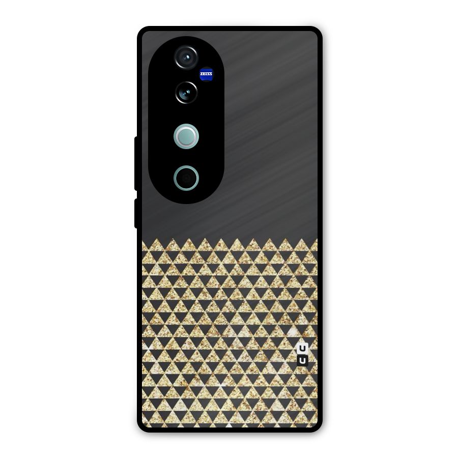 Dark Grey Golden Triangles Metal Back Case for Vivo V40