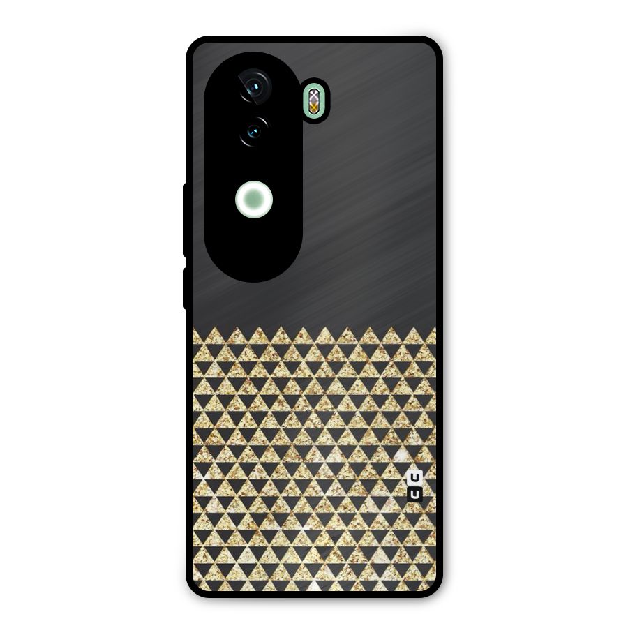 Dark Grey Golden Triangles Metal Back Case for Vivo V40e
