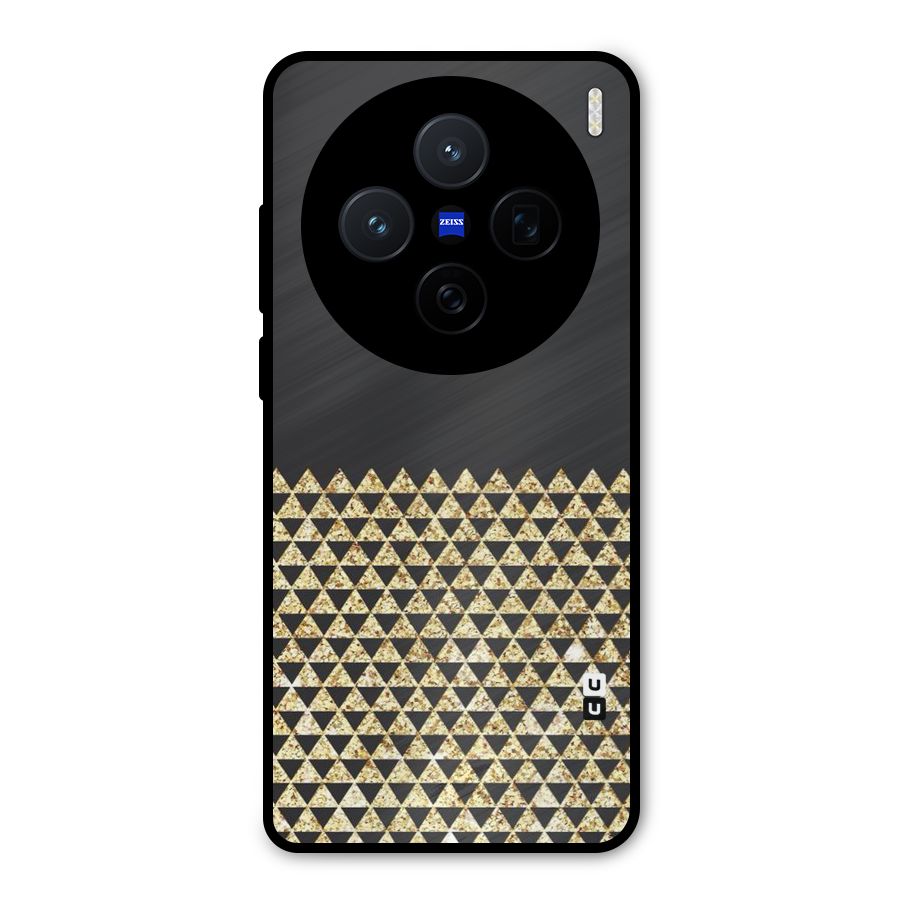 Dark Grey Golden Triangles Metal Back Case for Vivo X200