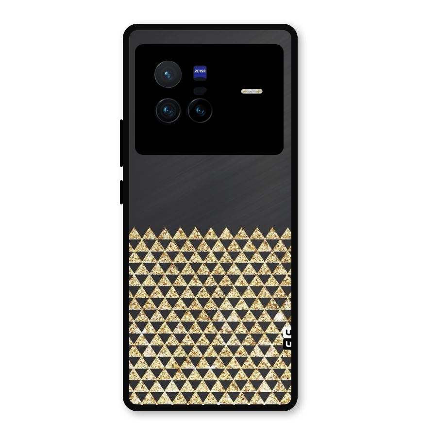 Dark Grey Golden Triangles Metal Back Case for Vivo X80