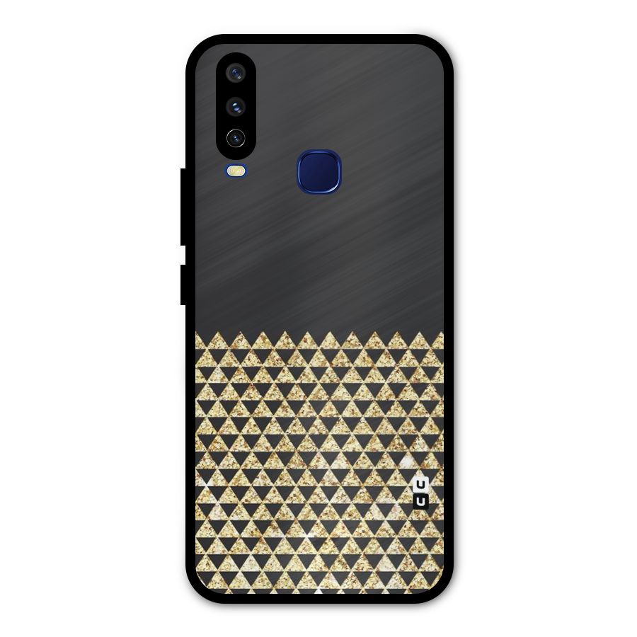 Dark Grey Golden Triangles Metal Back Case for Vivo Y15