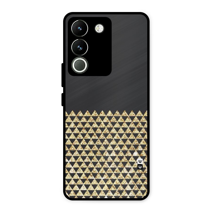 Dark Grey Golden Triangles Metal Back Case for Vivo Y200